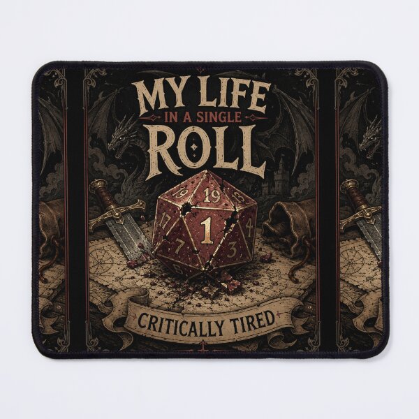 Item preview, Critically Tired D20 Dice PNG | My Life in a Single Roll | Funny DnD RPG Gamer Shirt Design | Tabletop Fantasy Digital Download designed and sold by LuxeBuzz.
