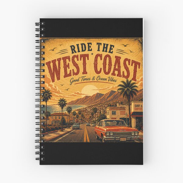 Item preview, Ride the West Coast | Vintage Retro Coastal Road Trip T-Shirt Design designed and sold by ZafTeez.