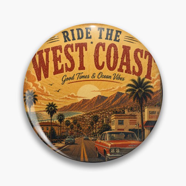 Item preview, Ride the West Coast | Vintage Retro Coastal Road Trip T-Shirt Design designed and sold by ZafTeez.