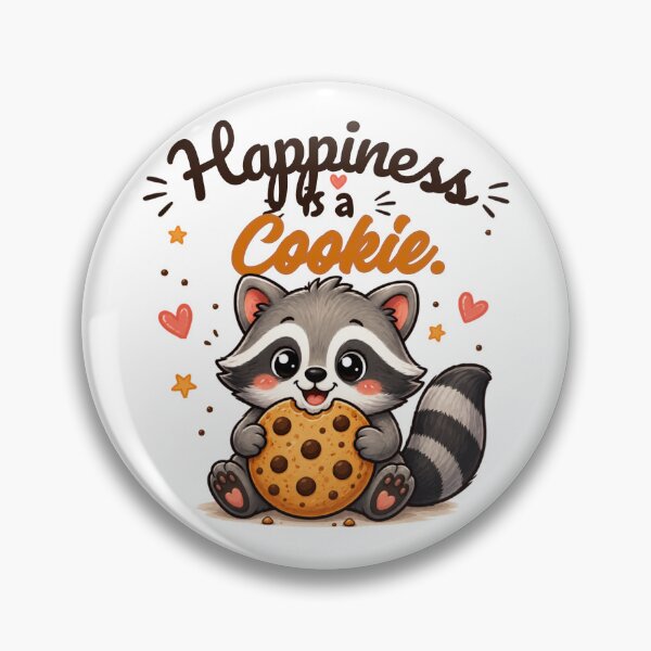 Item preview, Happiness is a Cookie | Cute Raccoon Eating Cookie Cartoon Sticker | Kawaii Animal Gift designed and sold by CRAZZYDOODLES.