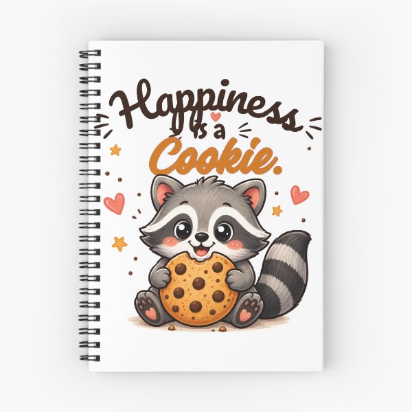 Item preview, Happiness is a Cookie | Cute Raccoon Eating Cookie Cartoon Sticker | Kawaii Animal Gift designed and sold by CRAZZYDOODLES.