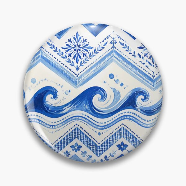 Item preview, Mediterranean Blue & White Coastal Waves Pattern | Portuguese Tile Inspired Seamless Design designed and sold by lavanya11.