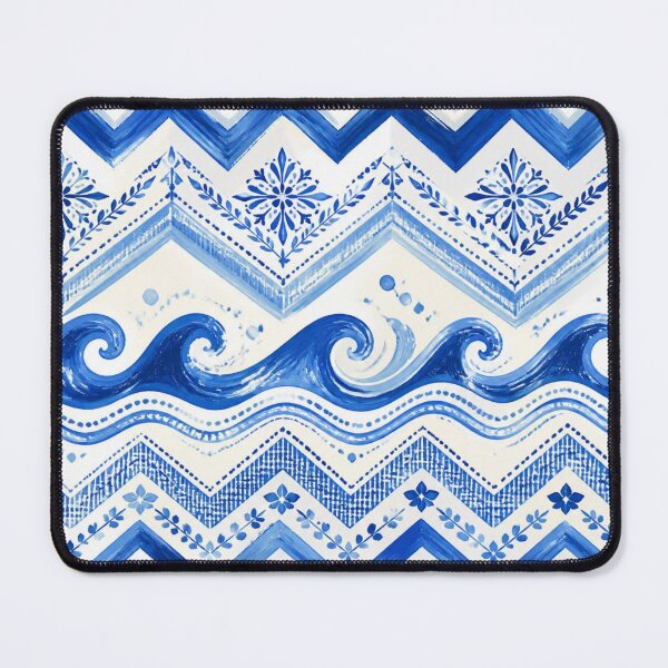 Item preview, Mediterranean Blue & White Coastal Waves Pattern | Portuguese Tile Inspired Seamless Design designed and sold by lavanya11.