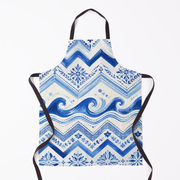 Item preview, Mediterranean Blue & White Coastal Waves Pattern | Portuguese Tile Inspired Seamless Design designed and sold by lavanya11.