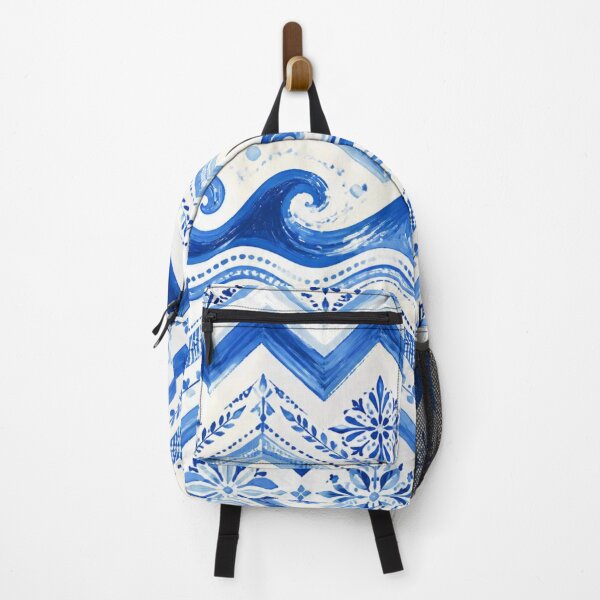 Item preview, Mediterranean Blue & White Coastal Waves Pattern | Portuguese Tile Inspired Seamless Design designed and sold by lavanya11.