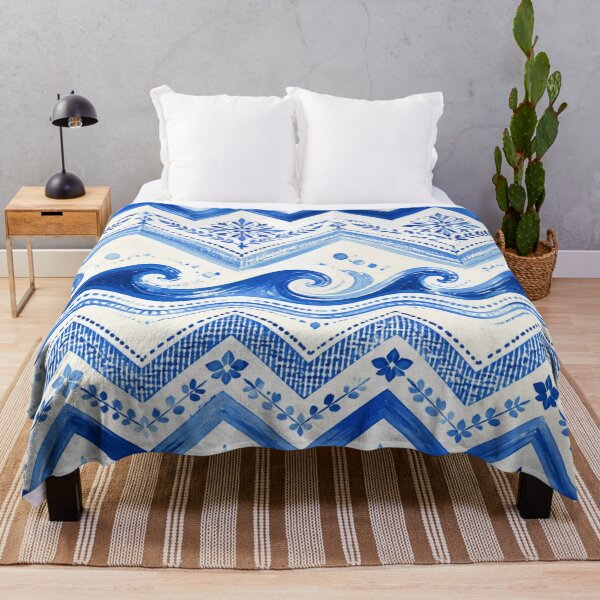 Item preview, Mediterranean Blue & White Coastal Waves Pattern | Portuguese Tile Inspired Seamless Design designed and sold by lavanya11.
