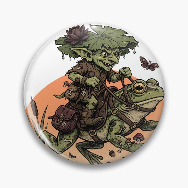 Item preview, Goblin Riding Frog - Goblincore Swamp Adventure designed and sold by Neurospicy Trolls.