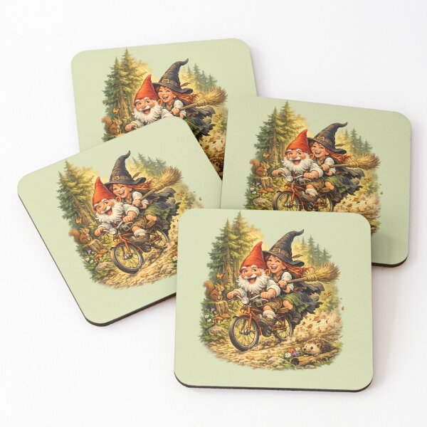 Item preview, Bavarian Gnome and Witch Cycling Through the Alpine Forest designed and sold by Alpine-Ink.