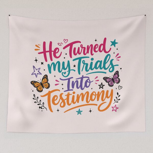Item preview, He Turned My Trials Into Testimony, Christian Quote, Faith, Christian, Retro Stripe, Inspirational Bible designed and sold by Sprinkle12345.