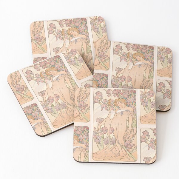 Item preview, Woman Among Pink Iris Flowers designed and sold by artofuniverse.