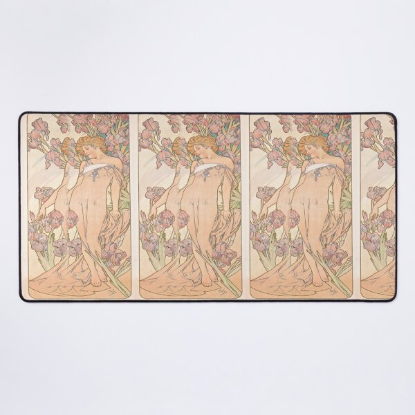 Item preview, Woman Among Pink Iris Flowers designed and sold by artofuniverse.