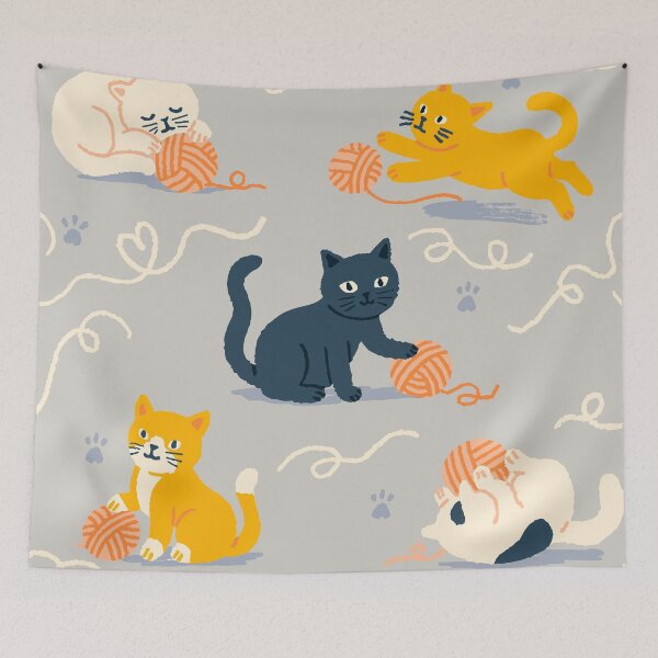 Item preview, Playful Kittens – Cats with Yarn Balls Pattern designed and sold by BuckaBaby.