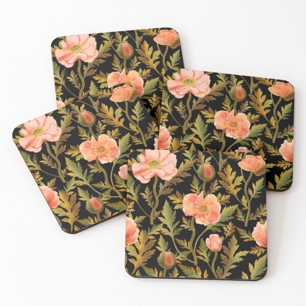 Item preview, Vintage Moody Orange Poppies Seamless Pattern designed and sold by Grin Katalina Floral Patterns & Cozy Art.