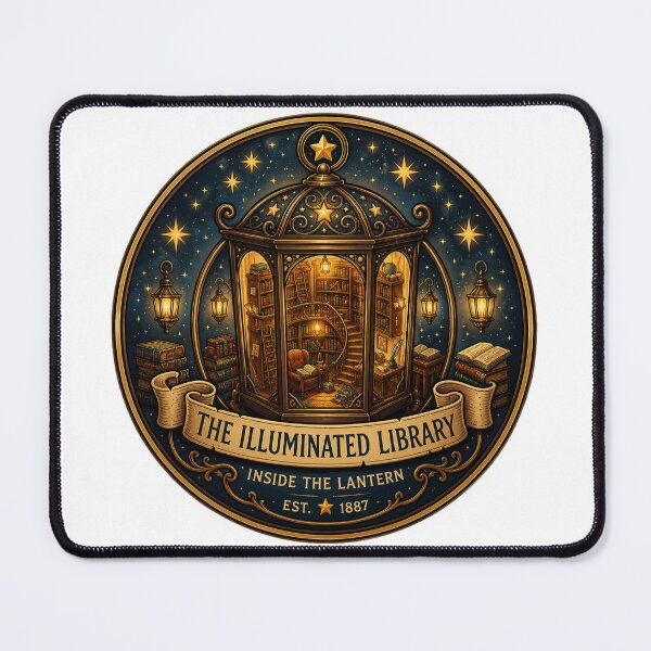 Item preview, The Illuminated Library | Magical Lantern Library | Cozy Book Lover Fantasy designed and sold by MrDev.