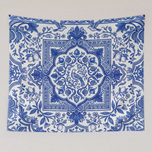 Item preview, Vintage Mediterranean Tile Mandala | Portuguese Azulejo Floral Pattern designed and sold by lavanya11.