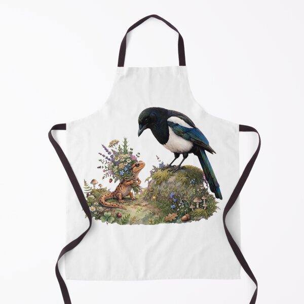 Item preview, Salamander Giving Flowers to Magpie - Wholesome Cottagecore designed and sold by Neurospicy Trolls.