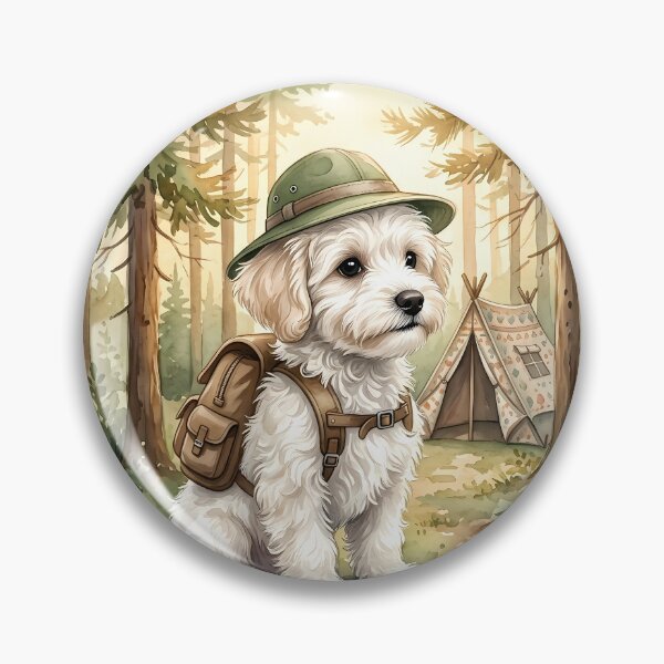 Item preview, Cachorro Maltipoo Explorador al Aire Libre en Acuarela - Arte de Camping designed and sold by Sussyg007.