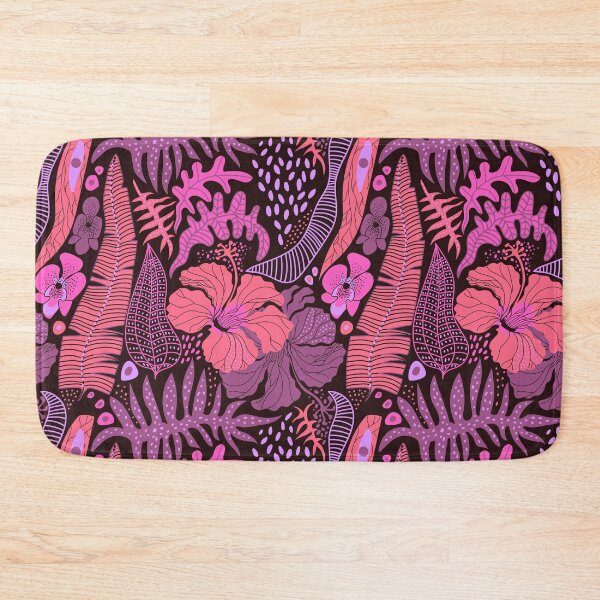 Item preview, Pink Purple Tropical Botanical Pattern – Exotic Floral Jungle Leaves  designed and sold by Skryp-art.