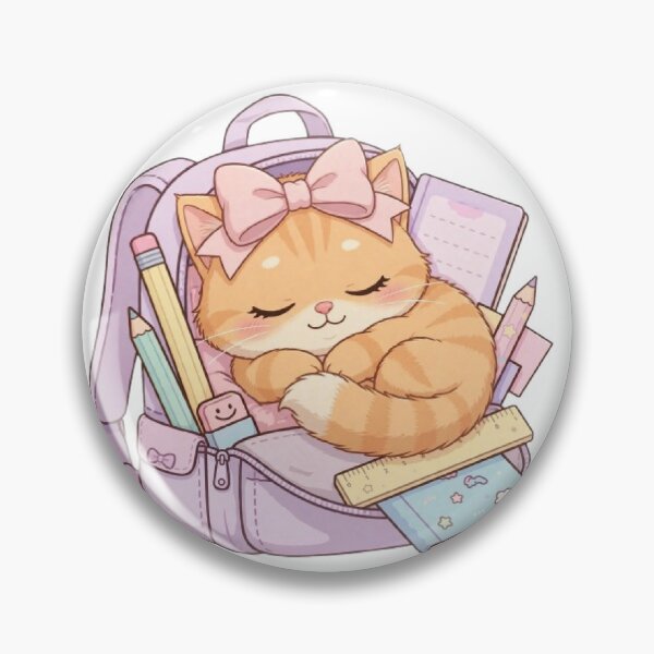 Item preview, Sleepy Kawaii Orange Cat Napping In School Backpack designed and sold by Moody Vibes Studio.