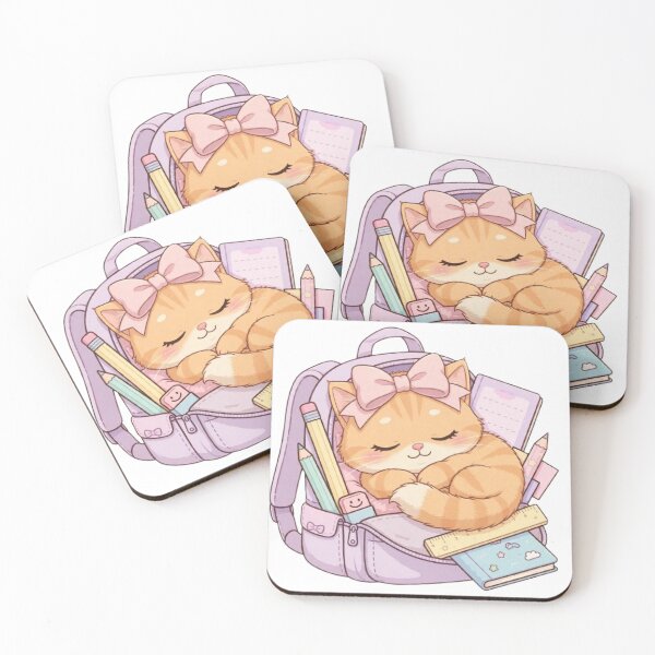 Item preview, Sleepy Kawaii Orange Cat Napping In School Backpack designed and sold by Moody Vibes Studio.