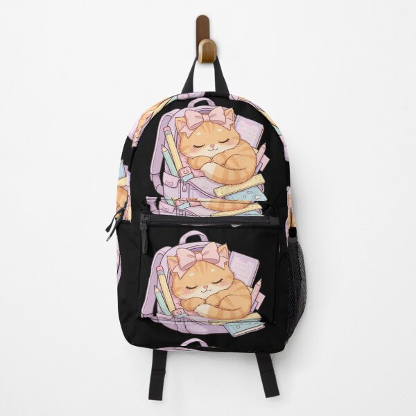 Item preview, Sleepy Kawaii Orange Cat Napping In School Backpack designed and sold by Luna's World - Moody Vibes Studio.
