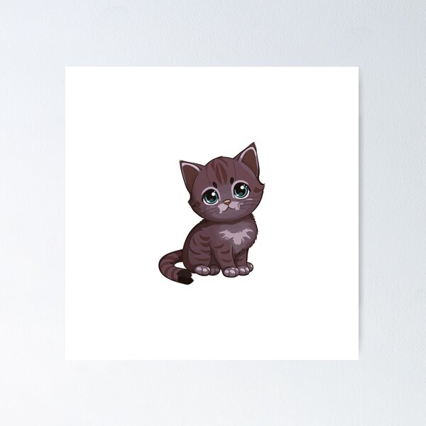 Item preview, Cute Sad Eyed Brown Kitten Cartoon Illustration designed and sold by EHdesignShop.