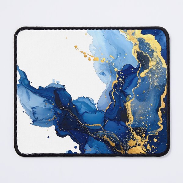 Item preview, Royal Blue and Gold Alcohol Ink Abstract designed and sold by BetweenForms.