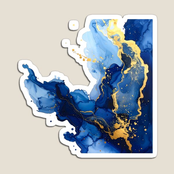 Item preview, Royal Blue and Gold Alcohol Ink Abstract designed and sold by BetweenForms.