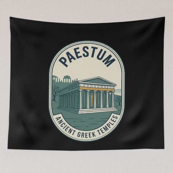 Item preview, Paestum Ancient Greek Temples Vintage Travel Emblem designed and sold by k3rstman1.