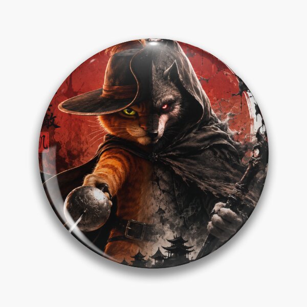 Item preview, Dark Feline Reaper Fantasy Sticker | Gothic Samurai Cat & Wolf Warrior Art designed and sold by argha0804.