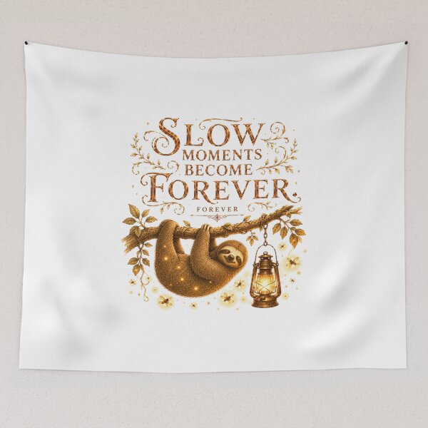 Item preview, Slow Moments Become Forever Vintage Sloth Mindfulness Art designed and sold by AQUILAKREO.