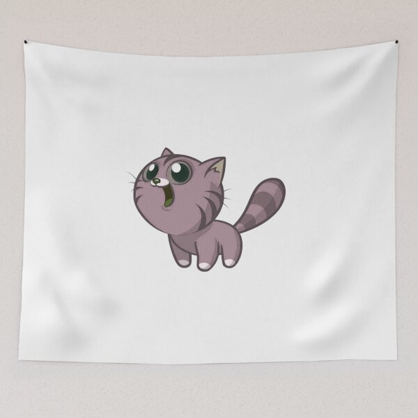 Item preview, Funny Surprised Grey Cat Cartoon Illustration designed and sold by EHdesignShop.