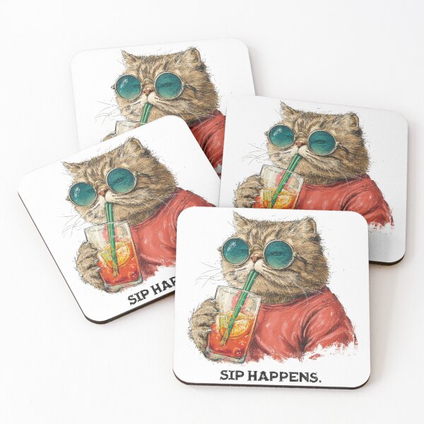 Item preview, Sip Happens Funny Cat Cocktail designed and sold by Ginetta0815.
