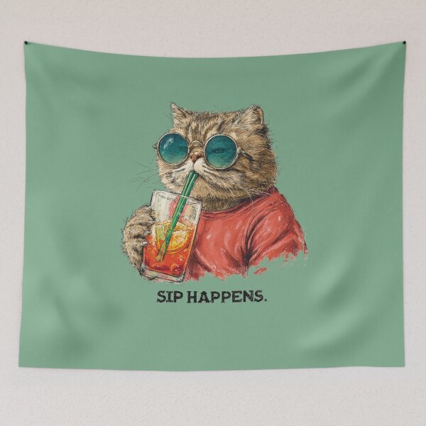 Item preview, Sip Happens Funny Cat Cocktail designed and sold by Ginetta0815.