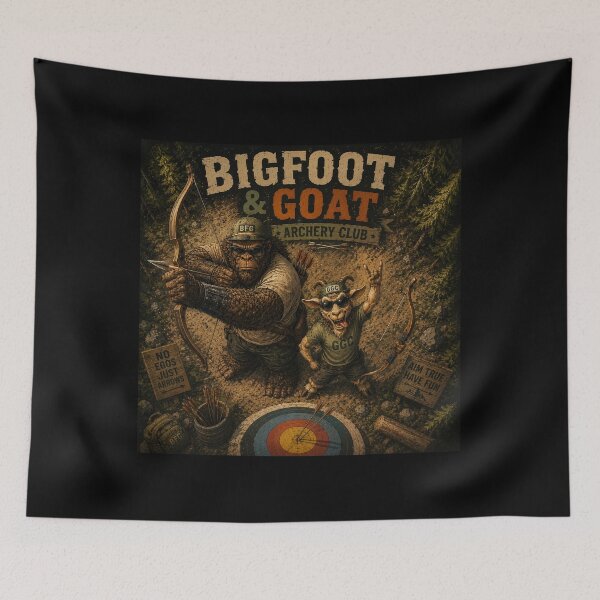 Item preview, Bigfoot and Goat Archery Club Funny Vintage Archer Duo Design designed and sold by NicheBloom.
