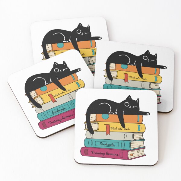 Item preview, Black cat lying on a stack of books designed and sold by BritishDelights.