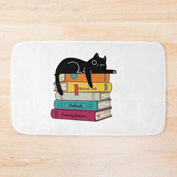 Item preview, Black cat lying on a stack of books designed and sold by BritishDelights.