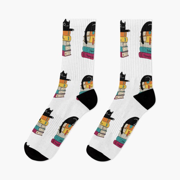 Item preview, Black cat lying on a stack of books designed and sold by BritishDelights.