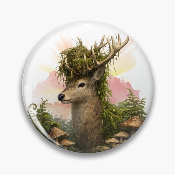 Item preview, Mossy Forest Stag - Guardian of the Woods Spirit Goblincore designed and sold by Neurospicy Trolls.