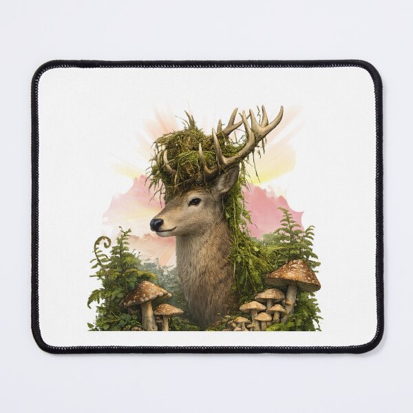 Item preview, Mossy Forest Stag - Guardian of the Woods Spirit Goblincore designed and sold by Neurospicy Trolls.