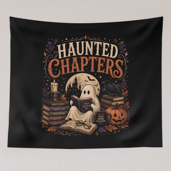Item preview, Haunted Chapters Ghost Reading Halloween Book Lover Vintage Classic T-Shirt  designed and sold by podlook.