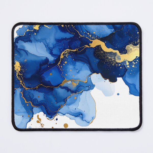 Item preview, Royal Blue and Gold Alcohol Ink Abstract designed and sold by BetweenForms.