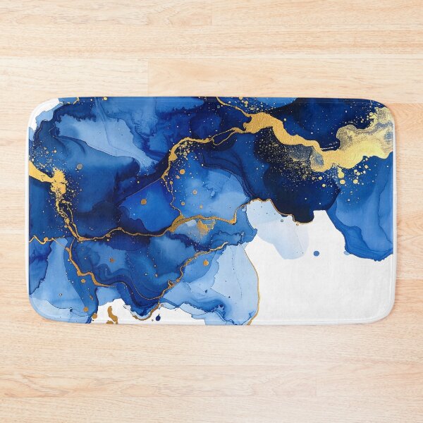 Item preview, Royal Blue and Gold Alcohol Ink Abstract designed and sold by BetweenForms.
