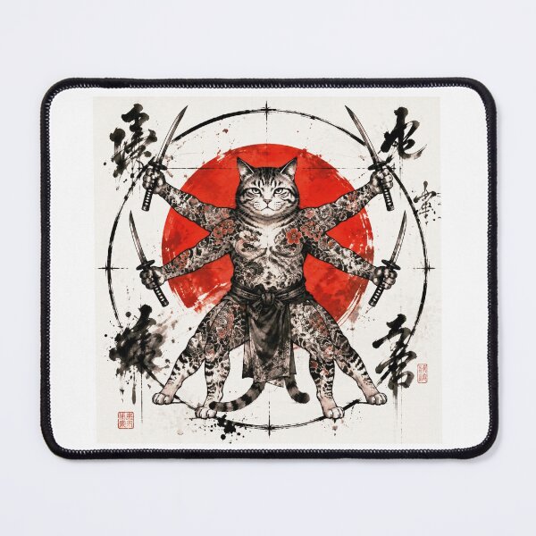 Item preview, The Feline Samurai - The Cat with 4 Katanas designed and sold by Natalia-Vlad.