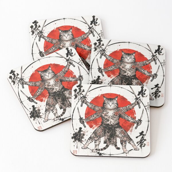 Item preview, The Feline Samurai - The Cat with 4 Katanas designed and sold by Natalia-Vlad.
