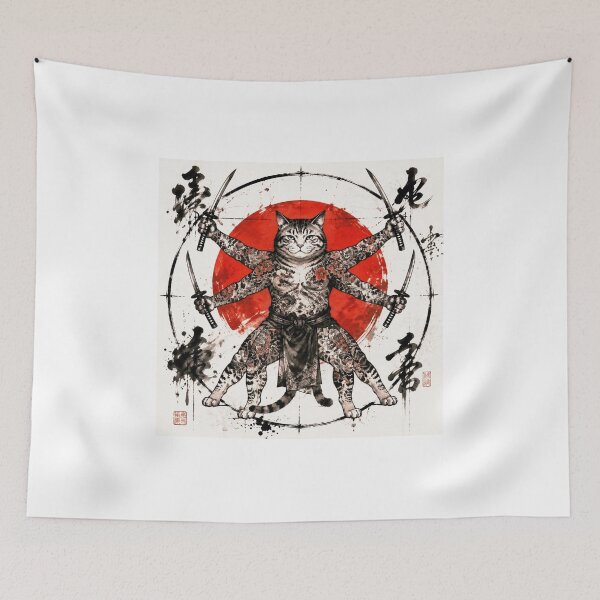 Item preview, The Feline Samurai - The Cat with 4 Katanas designed and sold by Natalia-Vlad.