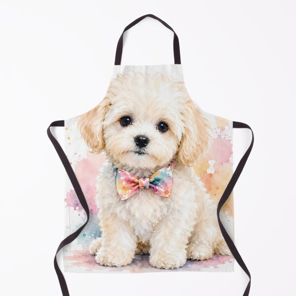 Item preview, Charming White Maltipoo Puppy with Colorful Bowtie - Cute Watercolor Art designed and sold by Sussyg007.