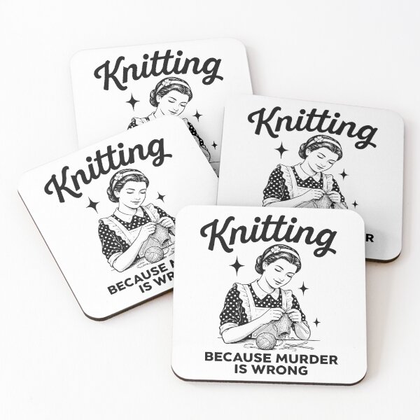 Item preview, Knitting Because Murder Is Wrong T-Shirt – Funny Knitter & Crochet Humor Tee designed and sold by just-quotes.