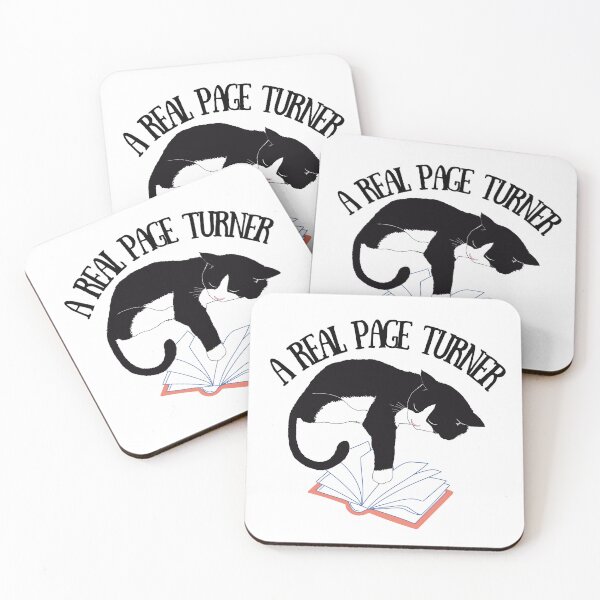 Item preview, Black and white cat turning book page, a real page turner designed and sold by BritishDelights.