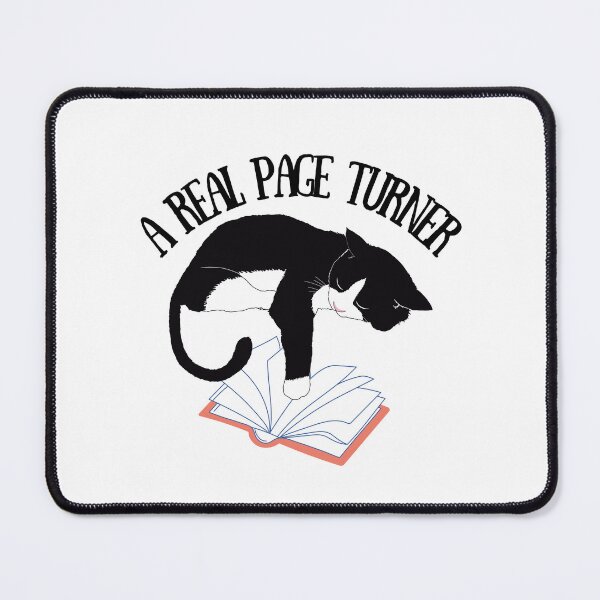 Item preview, Black and white cat turning book page, a real page turner designed and sold by BritishDelights.